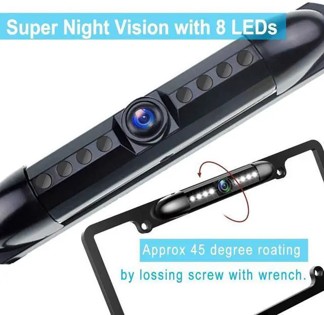 Alt view image 10 of 14 - License Plate Backup Camera HD Night Vision Rear View Camera with 8 LEDs 170° Viewing Angle Waterproof Backup Rear Camera for Cars