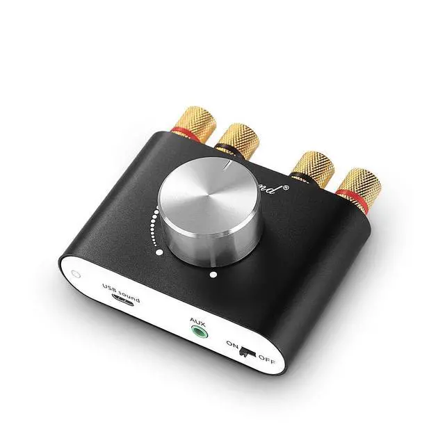 Alt view image 8 of 14 - Mini Bluetooth 5.0 Power Amplifier, Stereo Hi-Fi Digital Amp 2.0 Channel 50W×2 with AUX/USB/Bluetooth Input, Wireless Audio Receiver, PC Sound Card with Power Supply (Black)