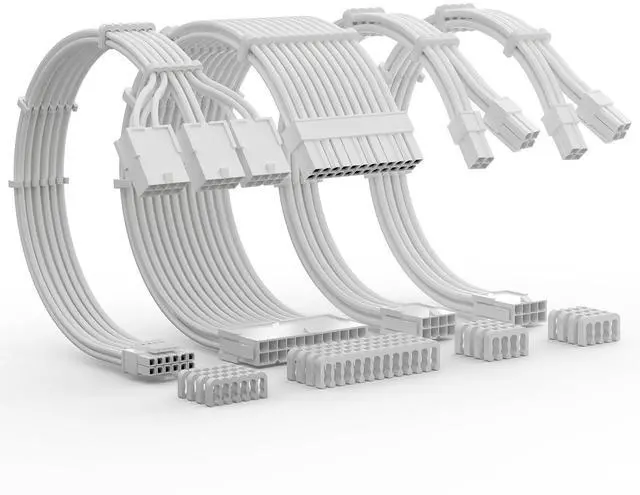 Alt view image 8 of 14 - 12VHPWR Cable Extension Kit, 16AWG Pcie 5.0 PSU Cable Extension Kit Soft Braided Power Supply Cable Extension, 24pin ATX /4+4pin EPS /12+4pin 30CM Length with Cable Combs