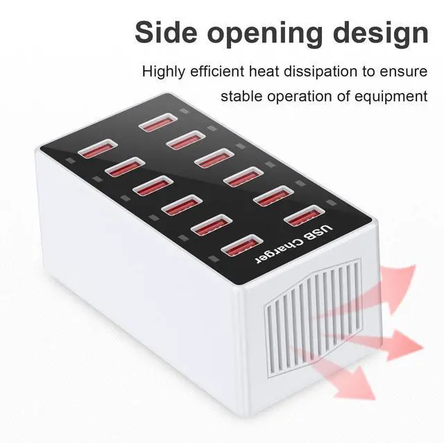 Alt view image 9 of 14 - Cell Phone Wall Charger USB Charging Station for Multi 12 Ports Power Strip Charging Hub Smart Plug Charge Block Desk Device Dock for iPhone 15/14/13/iPad iPod Galaxy Watches Android Phones