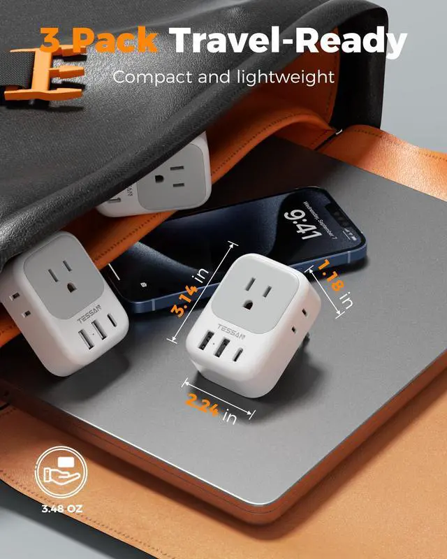 Alt view image 13 of 14 - European Travel Plug Adapter USB C 3 Pack, US to Europe Plug Adaptor with 4 AC Outlets 3 USB Charging Ports, Type C Power Adapter for USA to EU Euro Spain France Iceland Italy Germany Greece