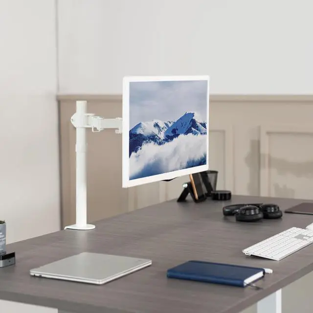 Alt view image 9 of 14 - Single Monitor Arm Desk Mount, Holds Screens up to 32 inch Regular and 38 inch Ultrawide, Fully Adjustable Stand with C-Clamp and Grommet Base, VESA 75x75mm or 100x100mm, White, STAND-V001W