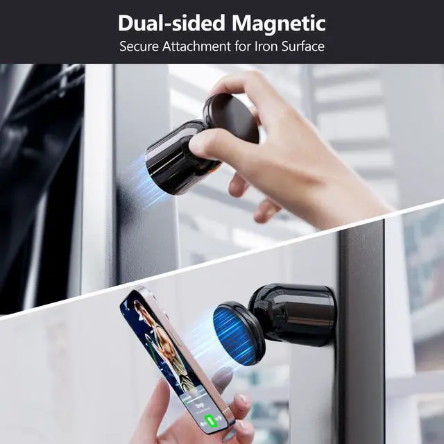 Alt view image 10 of 13 - Dual Magnetic Phone Holder for Magsafe, Strong Magnets Gym Phone Holder Mount, 360 Rotation Adjustable, Hands Free Cell Phone Holder Compatible iPhone 17 Pro Max 16 15 14 13, Magsafe Black