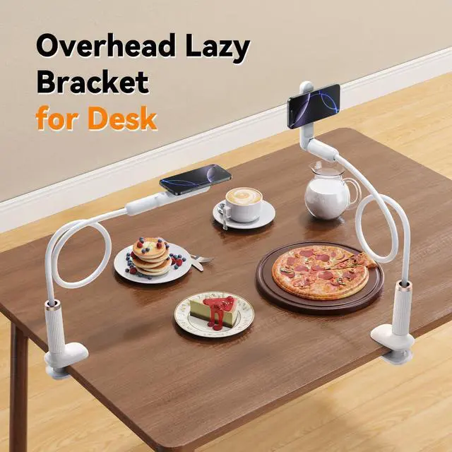 Alt view image 10 of 14 - Magnetic Phone Holder for Bed, Gooseneck Cell Phone Stand with Clamp Mount, 900° Rotation Overhead Lazy Bracket with Flexible Long Arm, Compatible with iPhone16/15/14/13/12