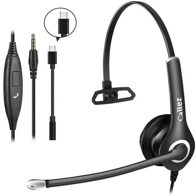 Alt view image 8 of 14 - Wired Computer Headset, 3.5mm/USB-C Headset with Mic Noise Cancelling, Cell Phone Headphone for PC Laptop Mac iPhone 15/16/17 Samsung Zoom Teams Call Center Home Office Work, in-line Controls