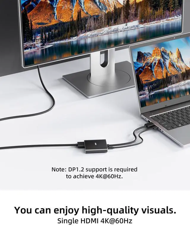 Alt view image 9 of 14 - Displayport to Dual HDMI Splitter,4K 60Hz Multi-Monitor Splitter,Dual Monitor DP to 2 HDMI Monitor for Computer Laptop Graphic Card,PC,Windows Compatible MST Extended Mode