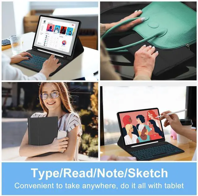 Alt view image 14 of 14 - Keyboard Case for iPad Pro 12.9-inch 3rd/4th/5th/6th Gen (2018~2022), Detachable Keyboard for iPad Air 13 inch M4 2026/M3 2025/M2 2024, 7 Colors Backlit, Smart Folio Keypad with Pencil Holder, Black