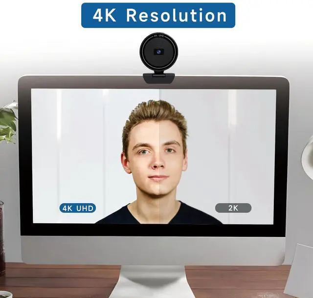 Alt view image 11 of 14 - 4K USB Webcam for PC with Speaker & Microphone, 85° Wide Angle Web Camera, Auto Focus, Dual Noise Cancelling Mics, Privacy Cover, Plug-and-Play for Desktop/Laptop