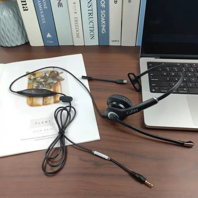 Alt view image 14 of 14 - Wired Computer Headset, 3.5mm/USB-C Headset with Mic Noise Cancelling, Cell Phone Headphone for PC Laptop Mac iPhone 15/16/17 Samsung Zoom Teams Call Center Home Office Work, in-line Controls