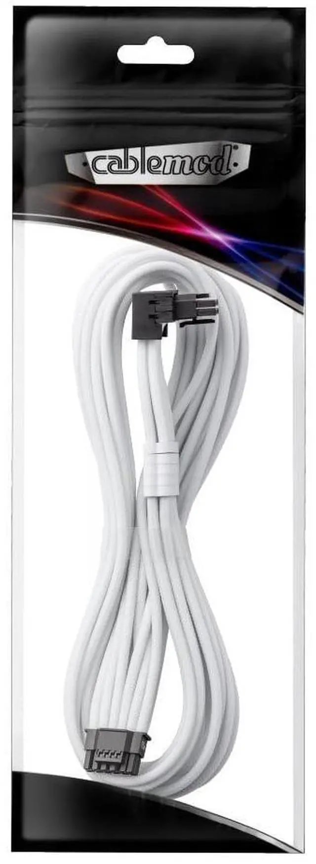 Alt view image 10 of 10 - Universal Pro ModMesh Sleeved 12V-2x6 12VHPWR 90° StealthSense Direct PCIe Cable (Variant B, White)