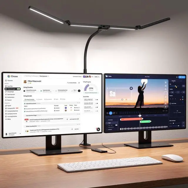 Alt view image 8 of 14 - LED Desk Lamps for Home Office,Smart Adjustable Swing Arm Desk Lamp with Clamp,Gooseneck Tall Clip on Desk Light for Sewing,Reading,Drawing,Workbench,Study,Screen,Crafting,Monitor Architect,Computer