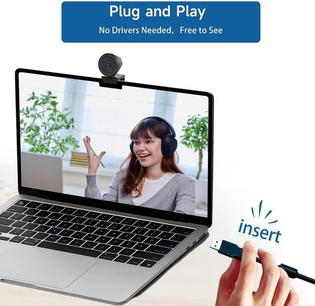 Alt view image 14 of 14 - 4K USB Webcam for PC with Speaker & Microphone, 85° Wide Angle Web Camera, Auto Focus, Dual Noise Cancelling Mics, Privacy Cover, Plug-and-Play for Desktop/Laptop