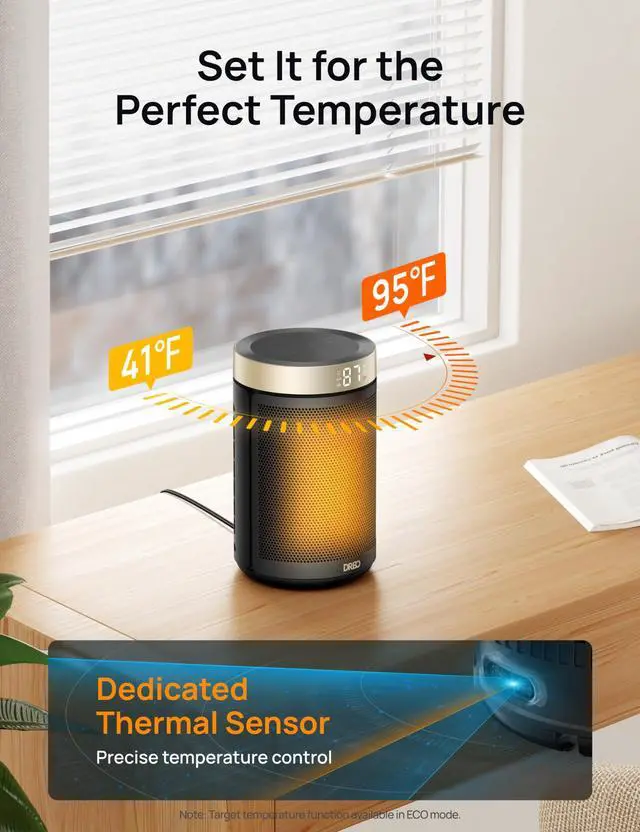 Alt view image 13 of 14 - Space Heater, Portable Electric Heaters for Indoor Use with Thermostat and Remote, 2024 Upgraded, Digital Display, 12H Timer, 5 Mode, 1500W PTC Ceramic Fast Safety Heat for Office Bedroom Home