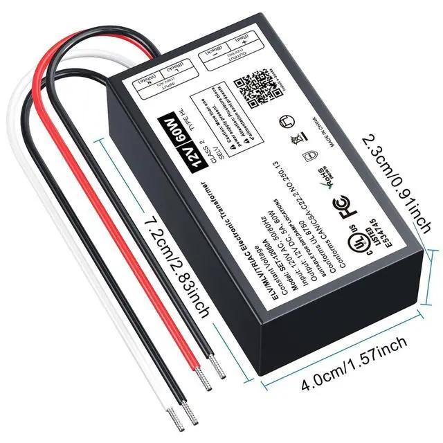 Alt view image 13 of 13 - 60W 12V Dimmable LED Driver, Triac/ELV/MLV AC to DC Power Supply for LED Light, Halogen Bulb, LED Transformer Compatible with Lutron & Leviton Dimmer, for Indoor/Outdoor Use