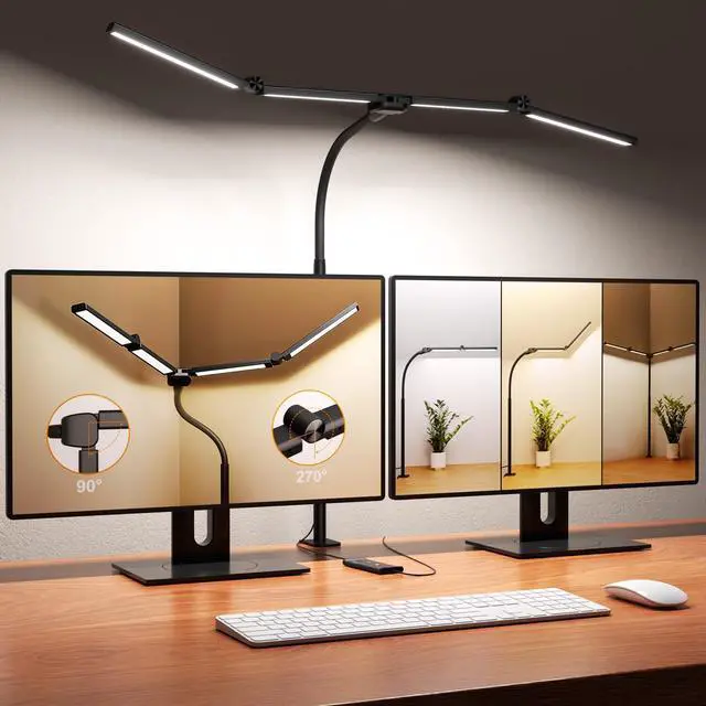 Alt view image 14 of 14 - LED Desk Lamps for Home Office,Smart Adjustable Swing Arm Desk Lamp with Clamp,Gooseneck Tall Clip on Desk Light for Sewing,Reading,Drawing,Workbench,Study,Screen,Crafting,Monitor Architect,Computer