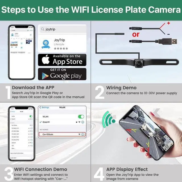 Alt view image 13 of 14 - WiFi Car Backup Camera, 5G 720P HD Car License Plate Rear/Front View Reverse Camera for iPhone iPad Android Smart Phones Tablets Which Support Double Band WiFi