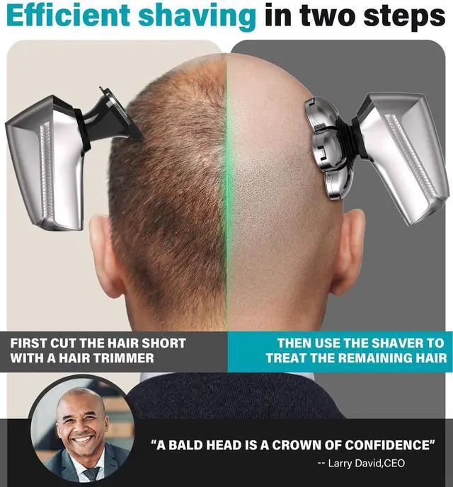 Alt view image 9 of 14 - Head Shavers for Bald Men, Upgraded 7D Electric Razor, Cordless Rechargeable, Ipx7 100% Waterproof, Dry & Wet Bald Head Shaver, Beard Grooming Kit with Led Display
