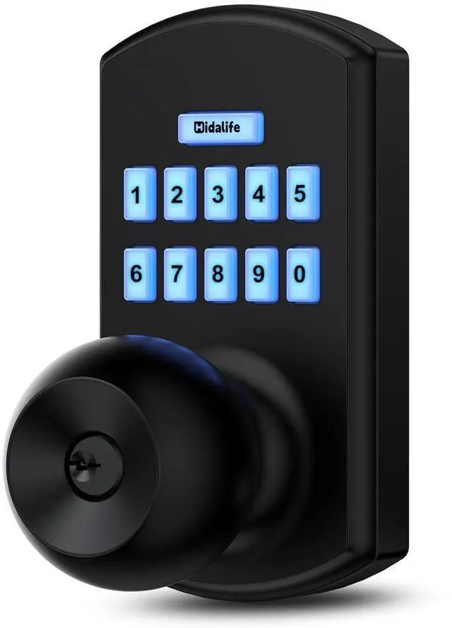 Alt view image 8 of 14 - Keypad Door Lock with Code, Electronic Keyless Entry Door Lock for Front Door, Door Knob with Keypad, Easy Passage Mode, Matte Black