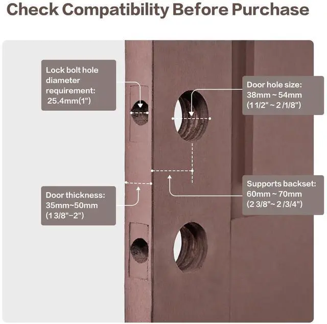 Alt view image 9 of 14 - 4-in-1 Smart Door Lock with APP Control, Fingerprint Door Locks with Keypad Deadbolt, Keyless Entry Door Lock with Auto-Locking, 16-Month Battery Life Deadbolt Lock, Easy Installation