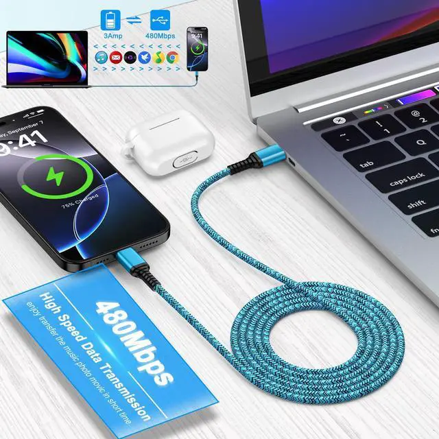 Alt view image 10 of 14 - USB C iPhone 16 17 Charger Cable Fast iPhone 16 Charging Cord 10FT 2 Pack for iPhone 17e 17 Pro Max 16 Pro Max,16 Plus,16 Pro,15, Extra Long iPhone 16 Plus Car Charger Cord USB C to USB C Power Cord
