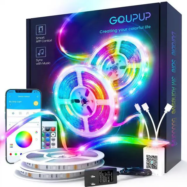 Alt view image 8 of 14 - LED Lights Strip 100 FT, LED Lights for Bedroom 100ft, RGB Rope Light for Room, Bluetooth APP Control,Color Changing Strip, Sync with Music,para Cuarto, for Bedroom Home Party Decoration
