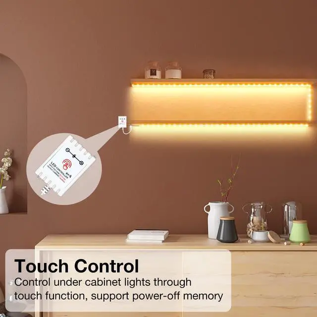 Alt view image 11 of 14 - Under Cabinet Lights, 6 PCS Under Cabinet Lighting with Remote, Dimmable LED Strip Lights for Bedroom, LED Lights for Kitchen Cabinet, Counter Shelf 2700K-6500K Warm to Daylight White, 9.8ft