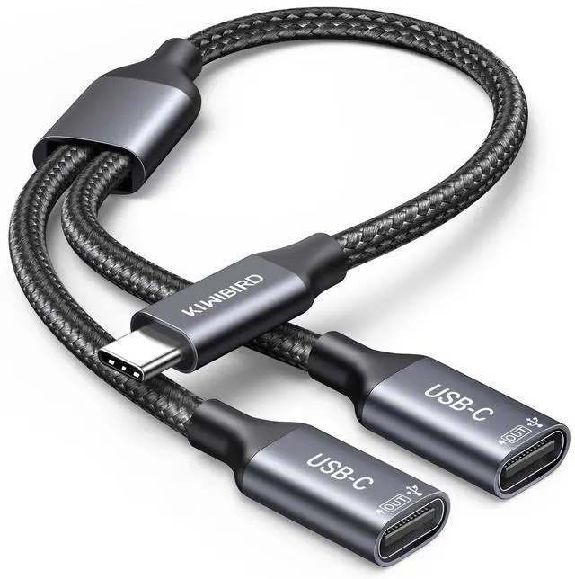 Alt view image 8 of 14 - USB C Splitter 1 in 2 Out Charging, USBC Power Data Splitter Extension Y Cable, Type C Male to Dual USB C Female Port Adapter, Compatible with Laptop Mac Car Flash Drive Keyboard Mouse