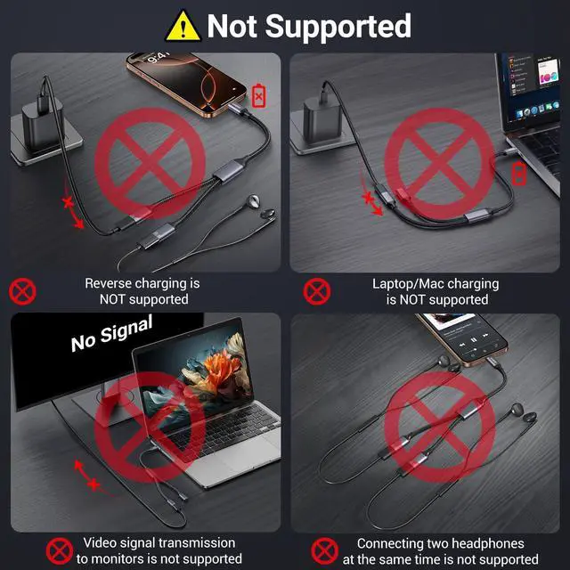 Alt view image 9 of 14 - USB C Splitter 1 in 2 Out Charging, USBC Power Data Splitter Extension Y Cable, Type C Male to Dual USB C Female Port Adapter, Compatible with Laptop Mac Car Flash Drive Keyboard Mouse