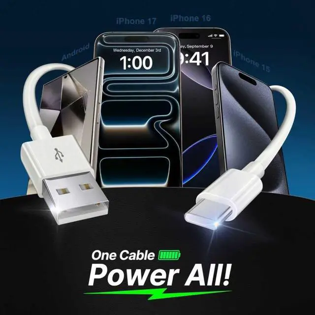 Alt view image 12 of 14 - USBA to Type C Cable 3FT, 4Pack USB A to USB C Fast Cable Type-C Charging Cable Type C Cord for Car Carplay Compatible with iPhone 17/16/15 Samsung Galaxy S25/S24 iPad Pro (usba to c Cable, 3FT)