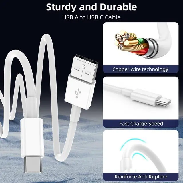Alt view image 13 of 14 - USB to USB C Cable for iPhone 17/16/15 Car Charger,2Pack 3ft Carplay Cord Fast Charging for iPhone 17/16/15 Air Plus Pro Max,iPad Pro Air(White)