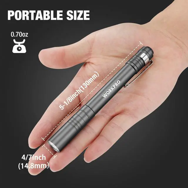 Alt view image 9 of 13 - LED Pen Light, Aluminum Pen Flashlights, Pocket Flashlight with Clip for Inspection, Emergency, Everyday, 2AAA Batteries Include, Gray(4-Pack)