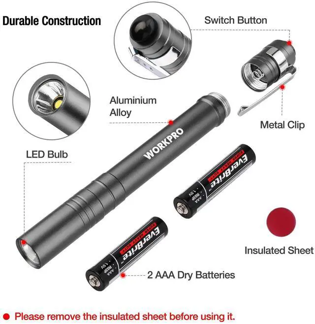 Alt view image 11 of 13 - LED Pen Light, Aluminum Pen Flashlights, Pocket Flashlight with Clip for Inspection, Emergency, Everyday, 2AAA Batteries Include, Gray(4-Pack)