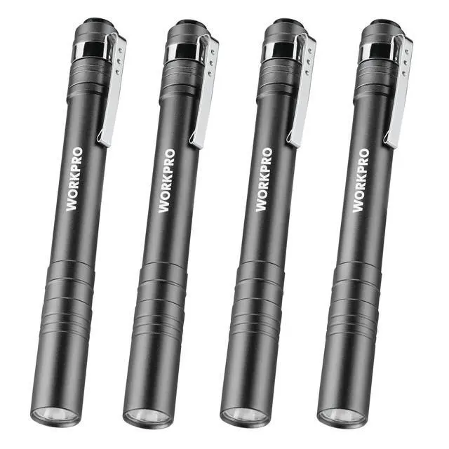 Alt view image 8 of 13 - LED Pen Light, Aluminum Pen Flashlights, Pocket Flashlight with Clip for Inspection, Emergency, Everyday, 2AAA Batteries Include, Gray(4-Pack)