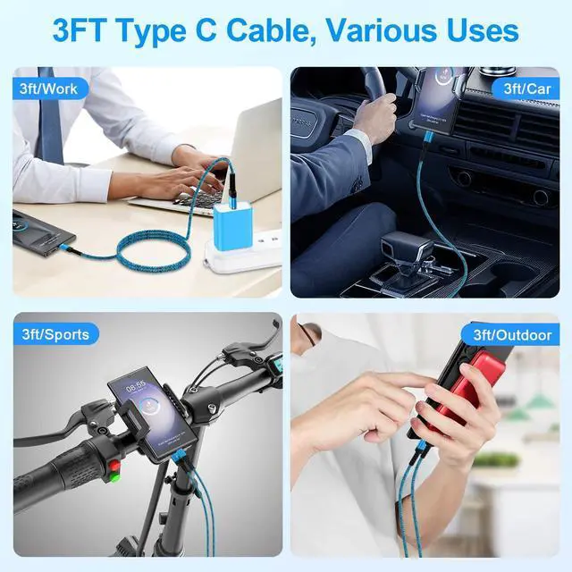 Alt view image 14 of 14 - Car Carplay Cable for iPhone 17 Pro Max Air 16 15 Pro Max 16e 15 Plus 15, 3 Pack 3ft Type A to USB C Android Samsung S24 Ultra Car Charger Cord Fast Charging for Samsung Galaxy S25 FE A17 A55 A14 5G