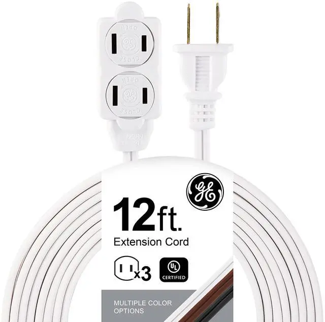 Alt view image 6 of 10 - 3-Extension Cord with Multiple Outlets 12 Ft Power Strip 2 Prong 16 Gauge Twist-to-Close Safety Covers Indoor Outlet Extender UL Listed White 51954
