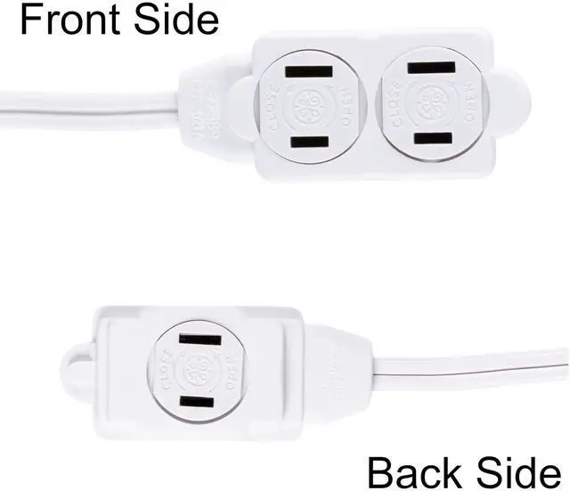 Alt view image 7 of 10 - 3-Extension Cord with Multiple Outlets 12 Ft Power Strip 2 Prong 16 Gauge Twist-to-Close Safety Covers Indoor Outlet Extender UL Listed White 51954