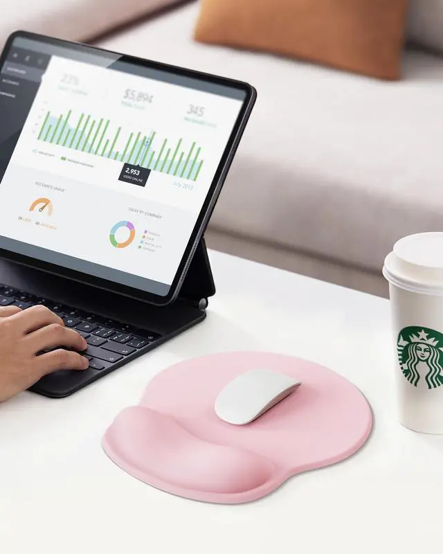 Alt view image 14 of 14 - Mouse Pad with Wrist Rest, Ergonomic Mouse Pads for Desk, Office Non-Slip Mousepad with Gel Wrist Support(Light Pink, 10.6''L x 9''W)