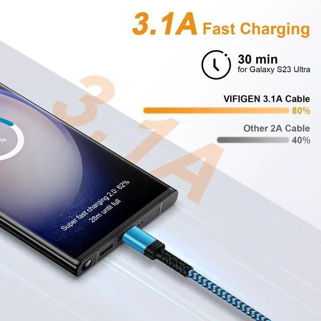 Alt view image 9 of 14 - USB to USB C Cable 6FT/3Pack for iPhone 17 16 15/15 Pro/15 Pro Max/15 Plus,USB A to USB Type C Charging Fast Charger Cord for Samsung Galaxy S25 Ultra S25 FE A17 A55 A36 S24 S23,Google Pixel 10 Pro XL