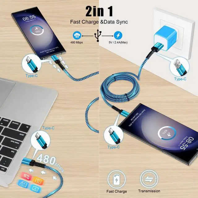Alt view image 14 of 14 - USB to USB C Cable 6FT/3Pack for iPhone 17 16 15/15 Pro/15 Pro Max/15 Plus,USB A to USB Type C Charging Fast Charger Cord for Samsung Galaxy S25 Ultra S25 FE A17 A55 A36 S24 S23,Google Pixel 10 Pro XL