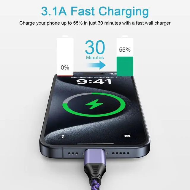 Alt view image 9 of 14 - for iPhone 16e 17e 17 Pro Max Air, 6FT Fast USB Type C Cable Phone Charger Charging Cord for iPhone 16e, 16, 16 Pro Max, 16 Pro, 16 Plus, 15, 15 Pro Max Plus, LG Stylo 4, Car Carplay Power Cord Wire