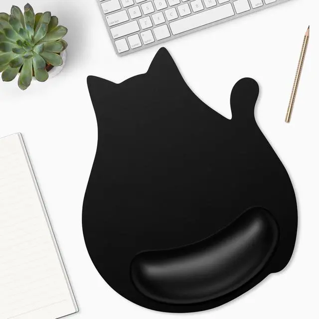 Alt view image 13 of 14 - Ergonomic Mouse Pad with Wrist Rest, Cute Cat Memory Foam Padded Pain Relief Non-Slip Wrist Support Mouse Mat for Gaming Work Computer Laptop, Funny Office Supplies Desk Accessory, Jet Black