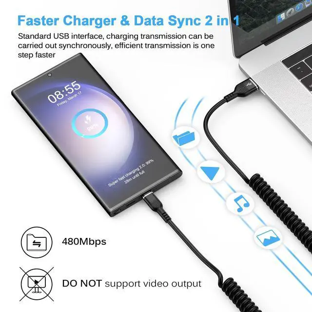 Alt view image 11 of 14 - USB C Coiled iPhone 17 Charger Cord Retractable Car Charger Cable for iPhone 17 Pro Max Air 17 Pro 16e 16 Plus 16 Pro Max 15,4FT Android Auto Fast Charging Coiled Cord for Samsung Galaxy A17 A16 S25FE