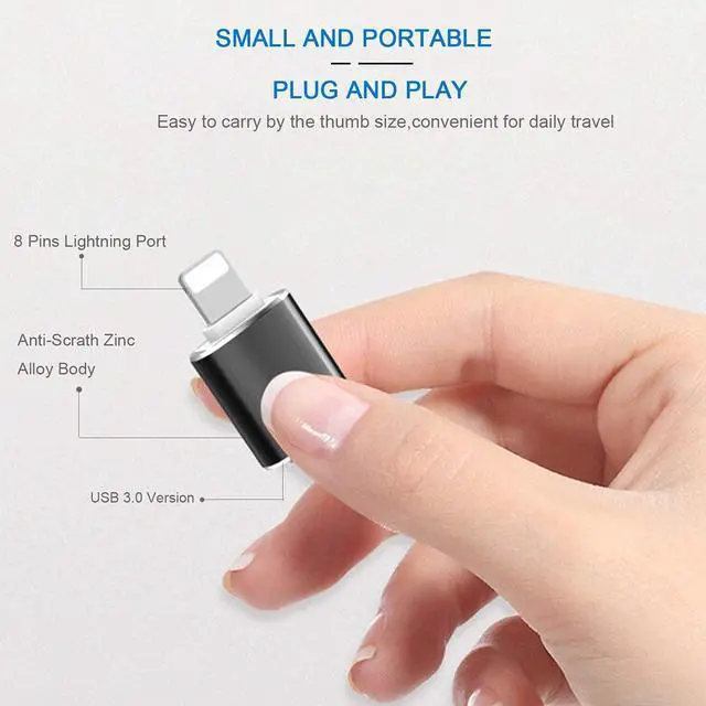 Alt view image 9 of 14 - (Apple MFi Certified)Lightning Male to USB3.0 Female Adapter OTG Cable,2 Pack Portable USB Camera Adapter OTG Data Sync Cable for iPhone13/12/11/Xr/X/XS/8/7/Card Reader/Flash Drive/Mouse/MIDI Keyboard