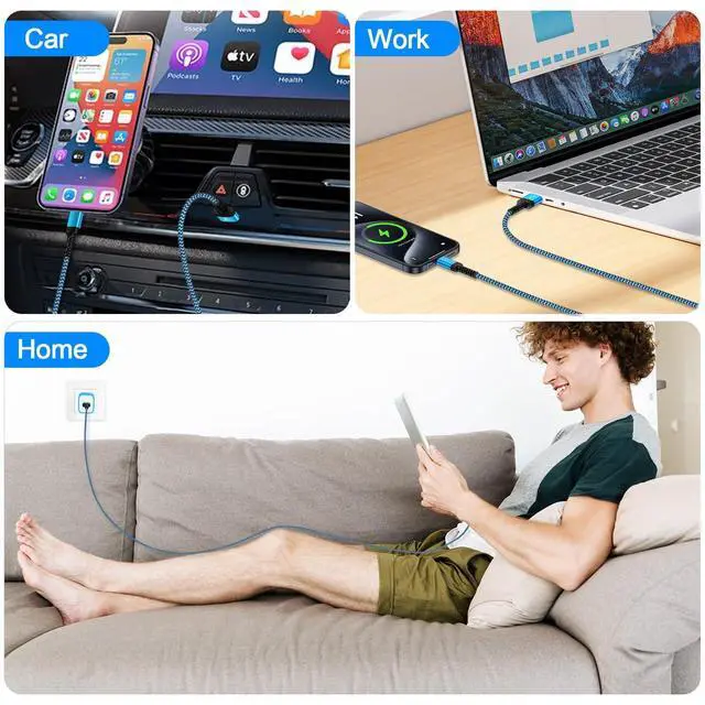 Alt view image 13 of 14 - Car Carplay Cable Fast Charging 3FT/2Pack for iPhone 17e 17 Pro Max Air 16e/16/16 Pro/16 Pro Max/16 Plus/15 Pro Max,3.1A USB Type C Charger Cord Car Fast Cable for Samsung Galaxy S26 S25 A17,Pixel 10a