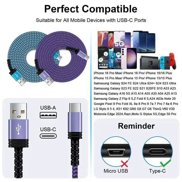 Alt view image 14 of 14 - Car Carplay Cable Fast Charging 3FT/2Pack for iPhone 17e 17 Pro Max Air 16e/16/16 Pro/16 Pro Max/16 Plus/15 Pro Max,3.1A USB Type C Charger Cord Car Fast Cable for Samsung Galaxy S26 S25 A17,Pixel 10a