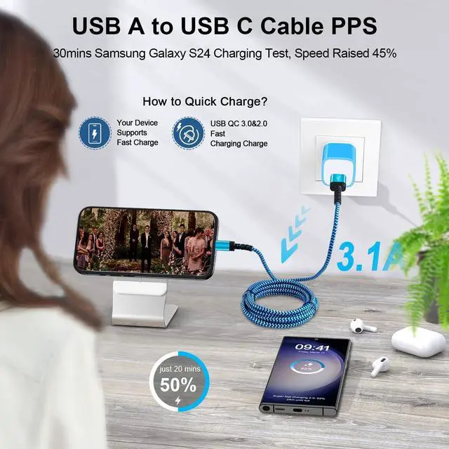 Alt view image 10 of 14 - Car Carplay Cable Fast Charging 3FT/2Pack for iPhone 17e 17 Pro Max Air 16e/16/16 Pro/16 Pro Max/16 Plus/15 Pro Max,3.1A USB Type C Charger Cord Car Fast Cable for Samsung Galaxy S26 S25 A17,Pixel 10a