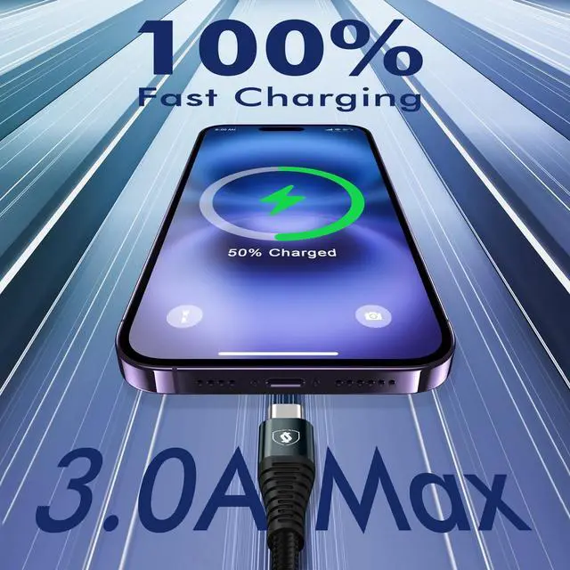 Alt view image 10 of 14 - USB C Charger Cable Fast Charging, Coiled USB A to USB C Cable for Car, 2Pack 3FT Braided Type C Cord Compatible with iPhone 15 Pro Max Samsung Galaxy S10 / S10+ / Note 9, 8 LG V30 and More, Black