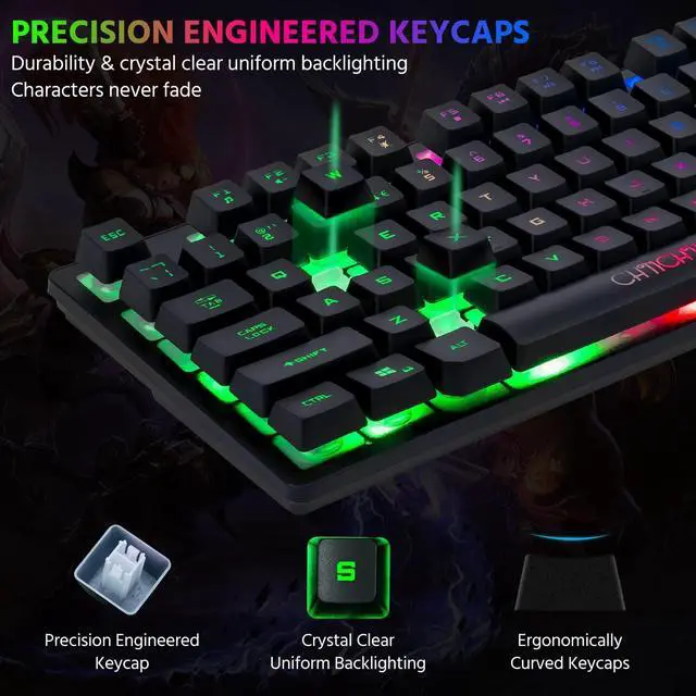Alt view image 12 of 14 - Wireless LED Keyboard, Rechargeable 87 Key RGB LED Backlit Wireless Keyboard, Ergonomic Light up Gaming Keyboard Wireless compatibility with PC PS4 PS5 Xbox One Laptop, Teclado inalámbrico, Black