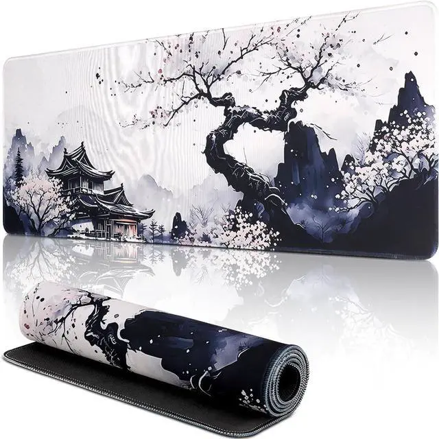 Alt view image 7 of 12 - Sakura Mouse Pad Non-Slip Rubber Base Gaming Mouse Pad Keyboard Mat with Stitched Edges for Gaming and Office Desk Mat