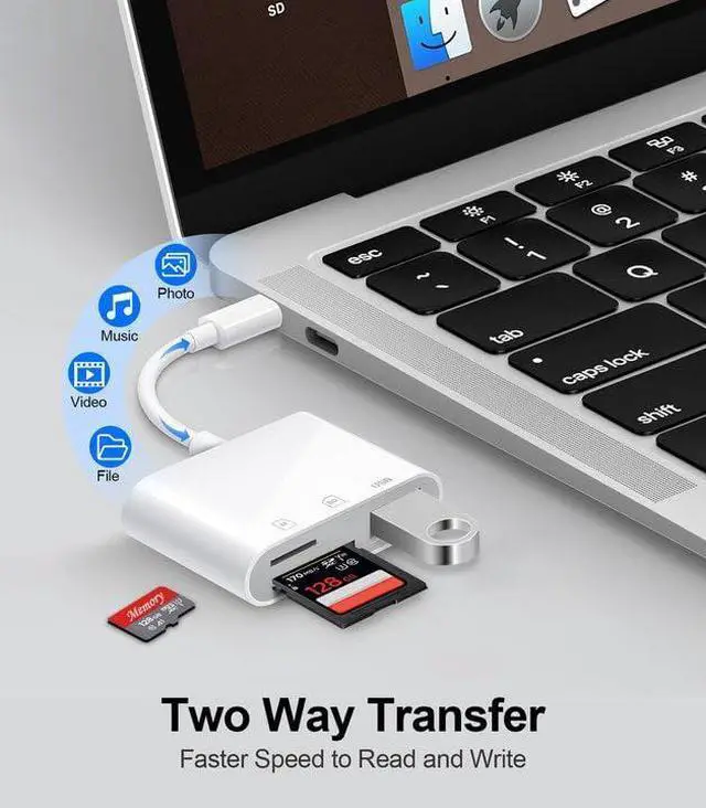 Alt view image 12 of 14 - USB C SD Card Reader for iPhone 15-17, USB C to Micro SD Memory Card Adapter for iPad/Mac Pro/Air, USBC/Type C Camera Card Reader with USB A Port for iPhone 16 and More Android USBC Devices